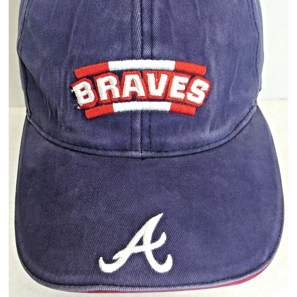 Atlanta Braves Official MLB Men's Cap Hat Logo Spell Out Hook & Loop Adjust OSFA - Picture 2 of 9